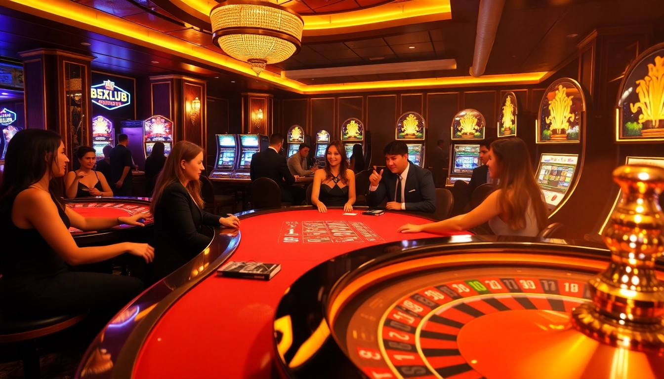 Players celebrating wins at the b52club casino with vibrant gaming tables and dynamic atmosphere.