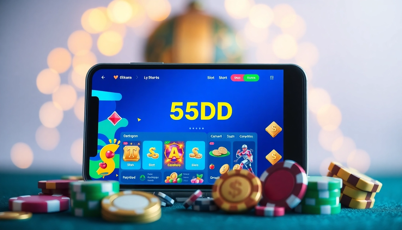 55DD online betting platform interface showcasing dynamic casino games and user-friendly design.