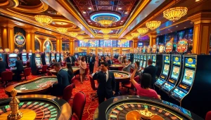 Experience the excitement of MM88 COM with vibrant casino gaming scenes showcasing roulette and slot action.