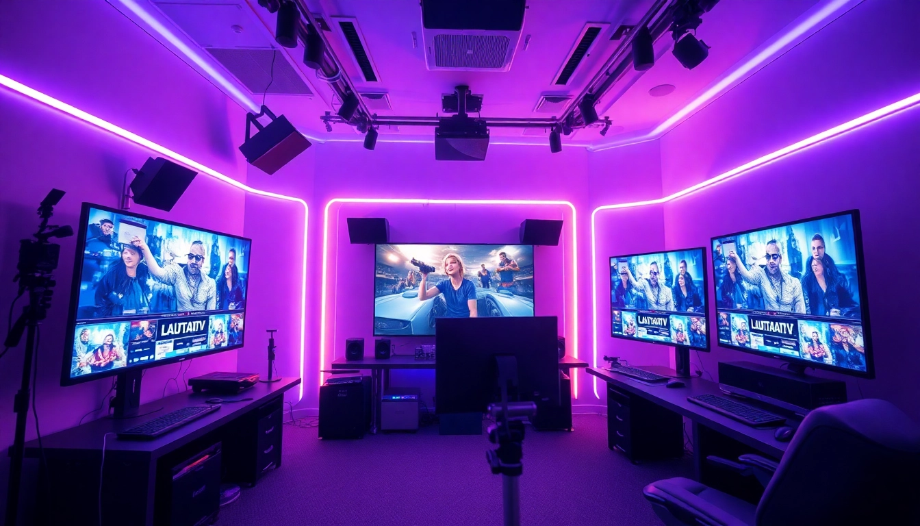 Vibrant Lauthaitv streaming studio showcasing modern technology and creativity.