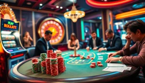 Experience the thrill of gambling at 789 P casino, with poker chips and a roulette wheel.