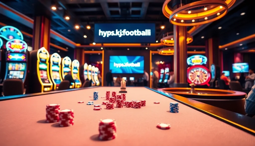 A poker game in action at https://kjc.football/, featuring vibrant chips and a roulette wheel, showcasing high stakes.