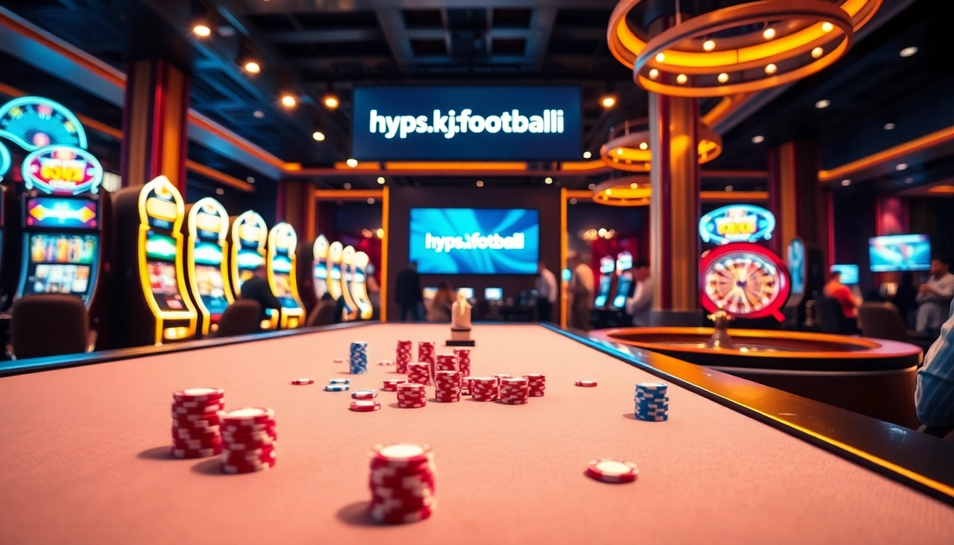 A poker game in action at https://kjc.football/, featuring vibrant chips and a roulette wheel, showcasing high stakes.