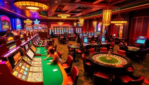 Excited players at a luxurious casino scene showcasing gambling experiences at https://lc88.jpn.com/.