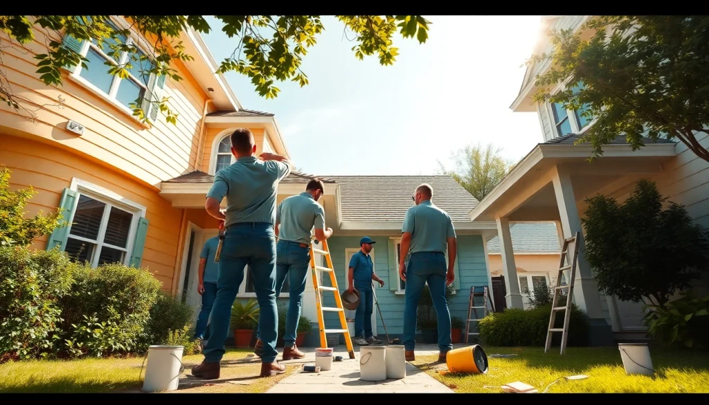 House Painters applying fresh paint to a residential home, showcasing professionalism and expertise.