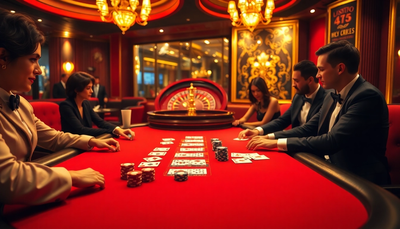 Players enjoying high stakes poker at an elegant casino table reflecting indoxxi gaming excitement