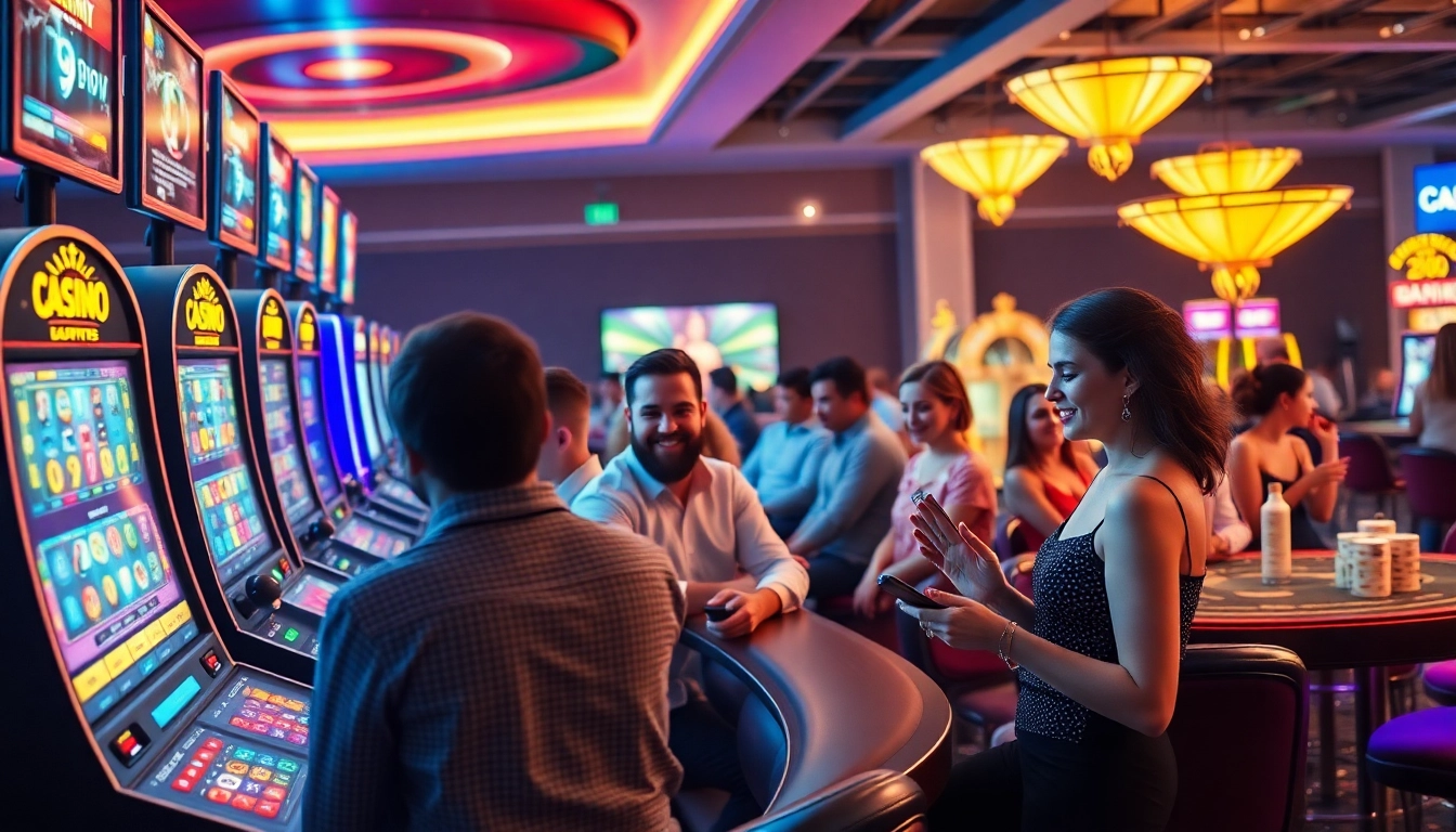 Exciting gaming atmosphere at HH666 online casino with diverse players enjoying thrilling games