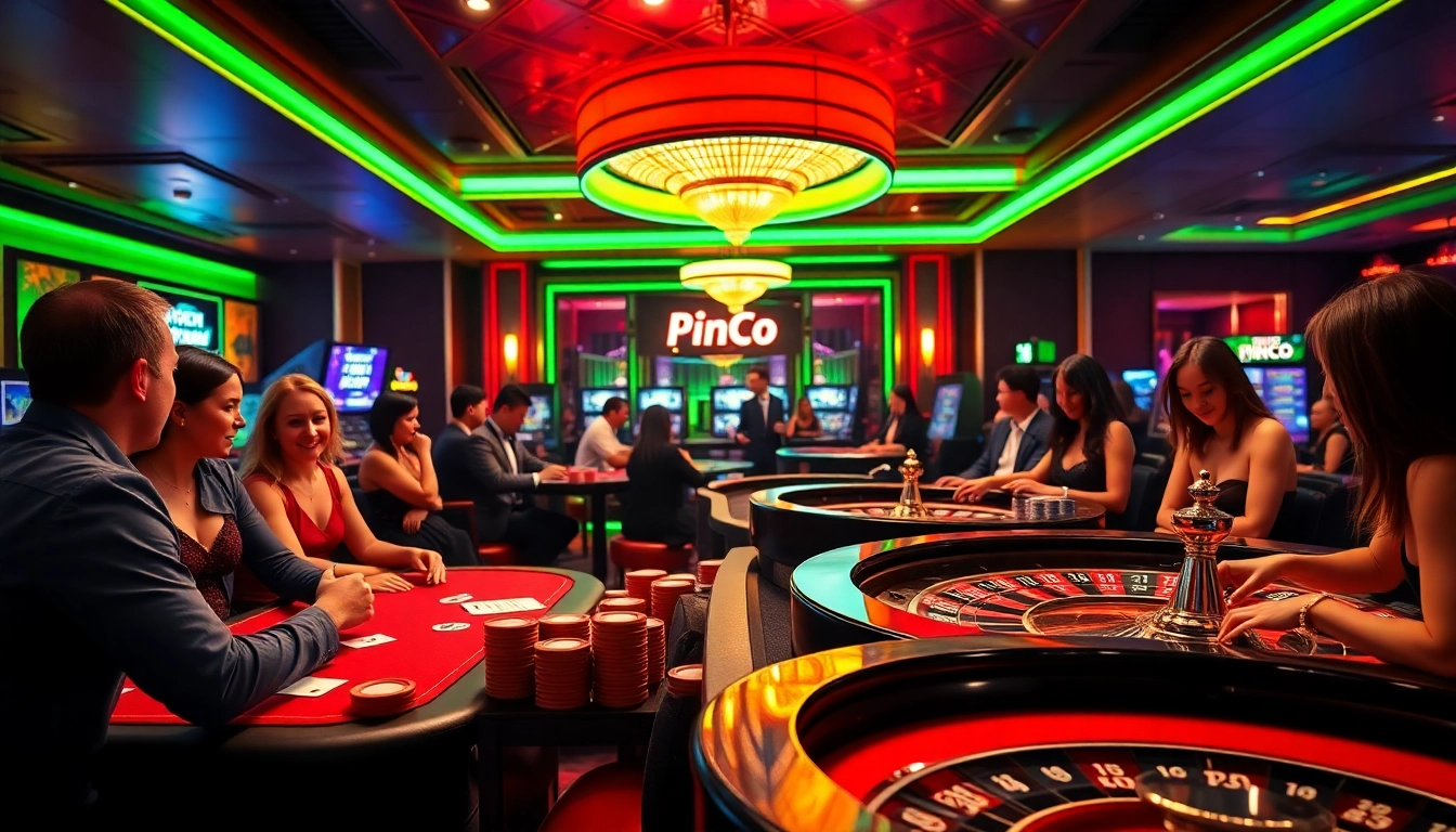 Pinco Casino aksiyalar ilə canlı kazino mühiti, oyunçuların əyləncəli anları.