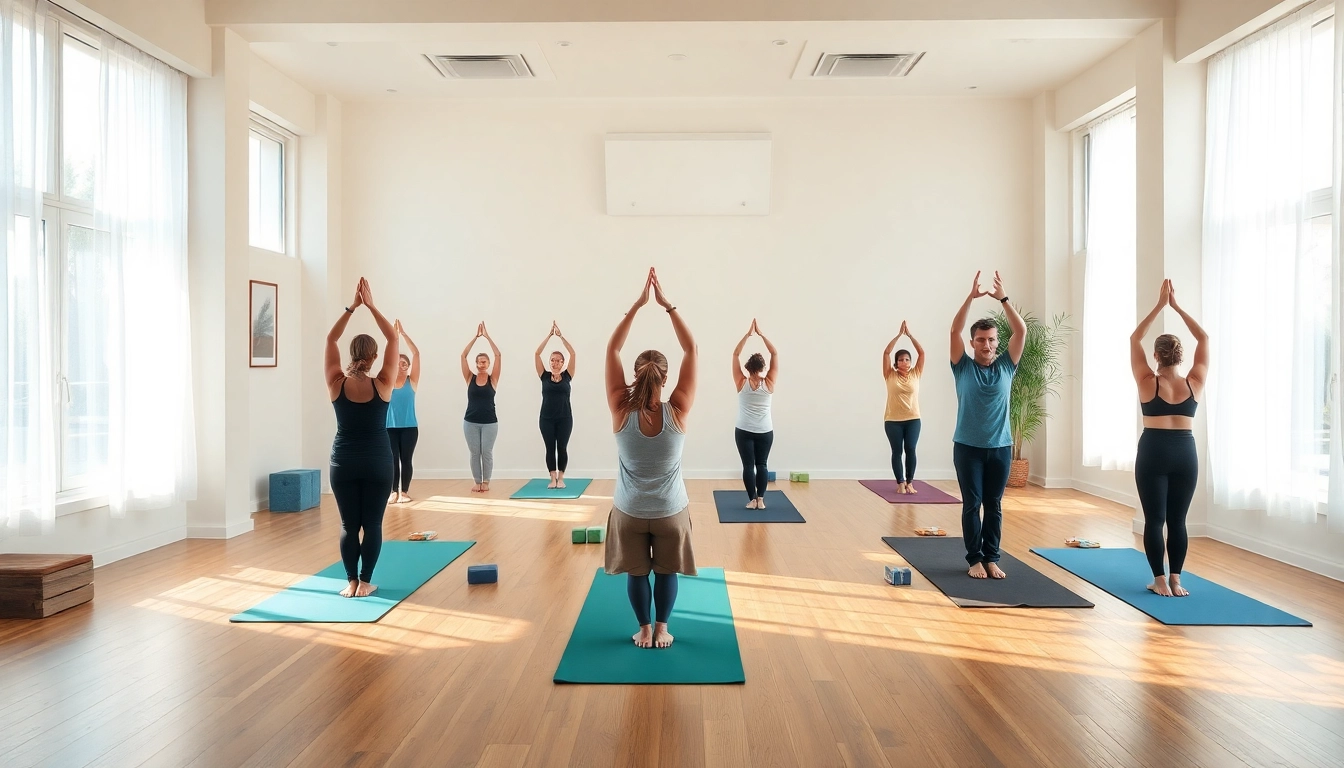 自然光が差し込む福岡の手頃なホットヨガスタジオで、ヨガのポーズに取り組む参加者たち。