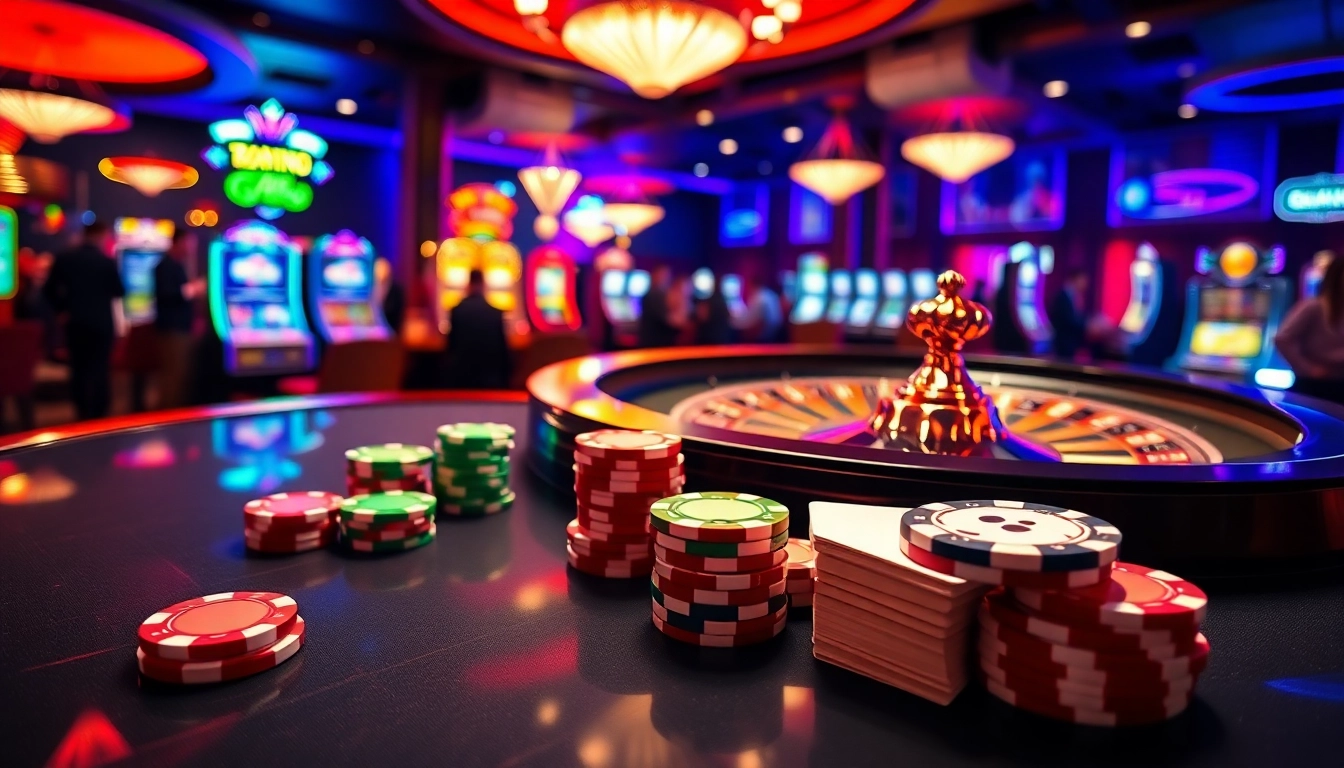 Experience excitement at hay.win in a luxurious online casino setting with vibrant gaming elements.