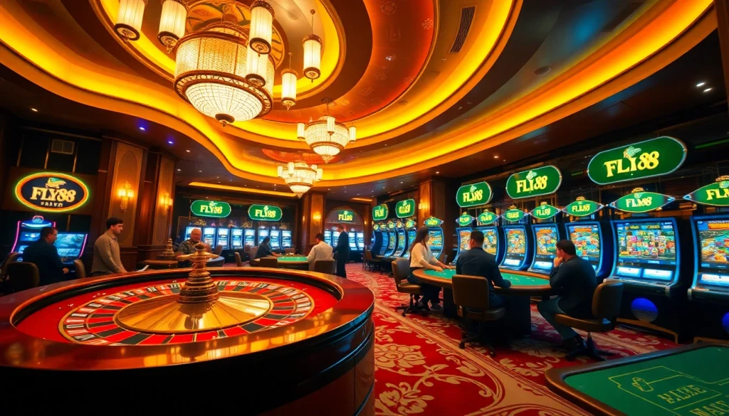Experience the excitement of FLY88 at a luxurious casino featuring vibrant games and engaging players.