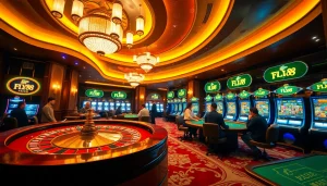 Experience the excitement of FLY88 at a luxurious casino featuring vibrant games and engaging players.