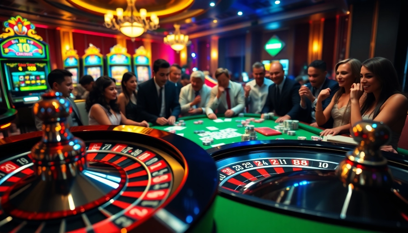 Engaging gamblers at MV66.com with an electrifying casino scene showcasing tables and vibrant action.