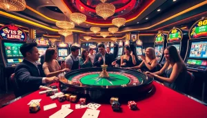 Experience thrilling gaming action at https://32win11.net/ with vibrant casino visuals showcasing roulette, cards, and poker chips.