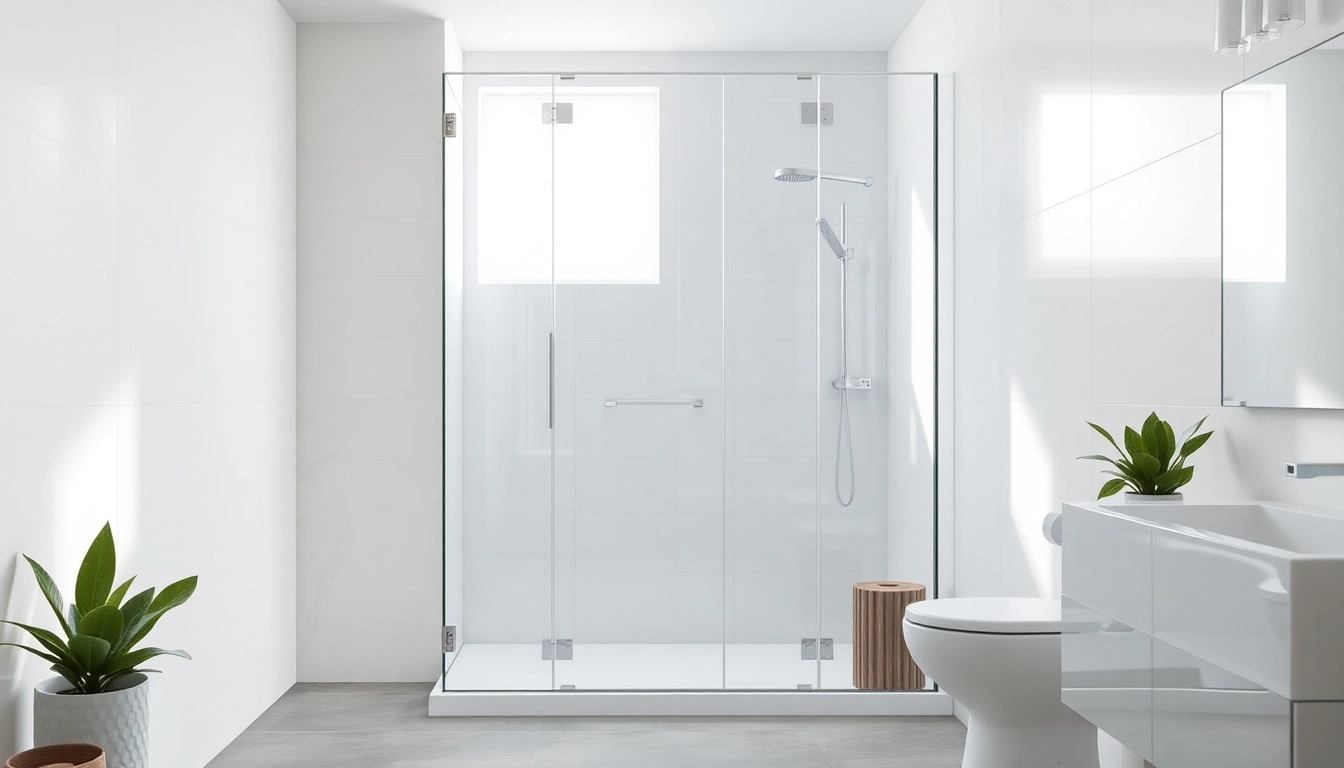 Komplett duschkabine 90x90 in modernem Badezimmer mit eleganten Glaselementen.