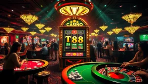 Players enjoying the thrill of winning at TT88 slot machines in a luxurious casino.