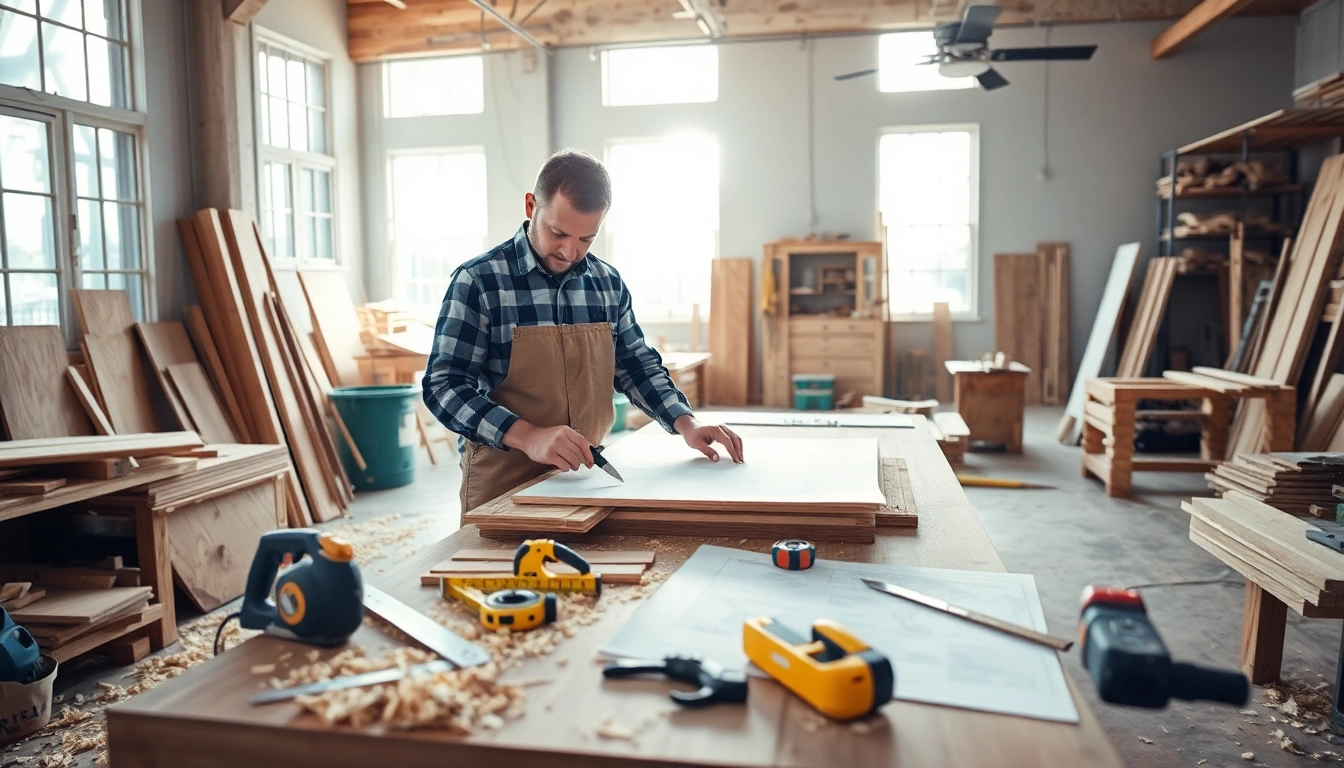 Carpentry Apprenticeship Near Me highlights a professional carpenter in a workshop.