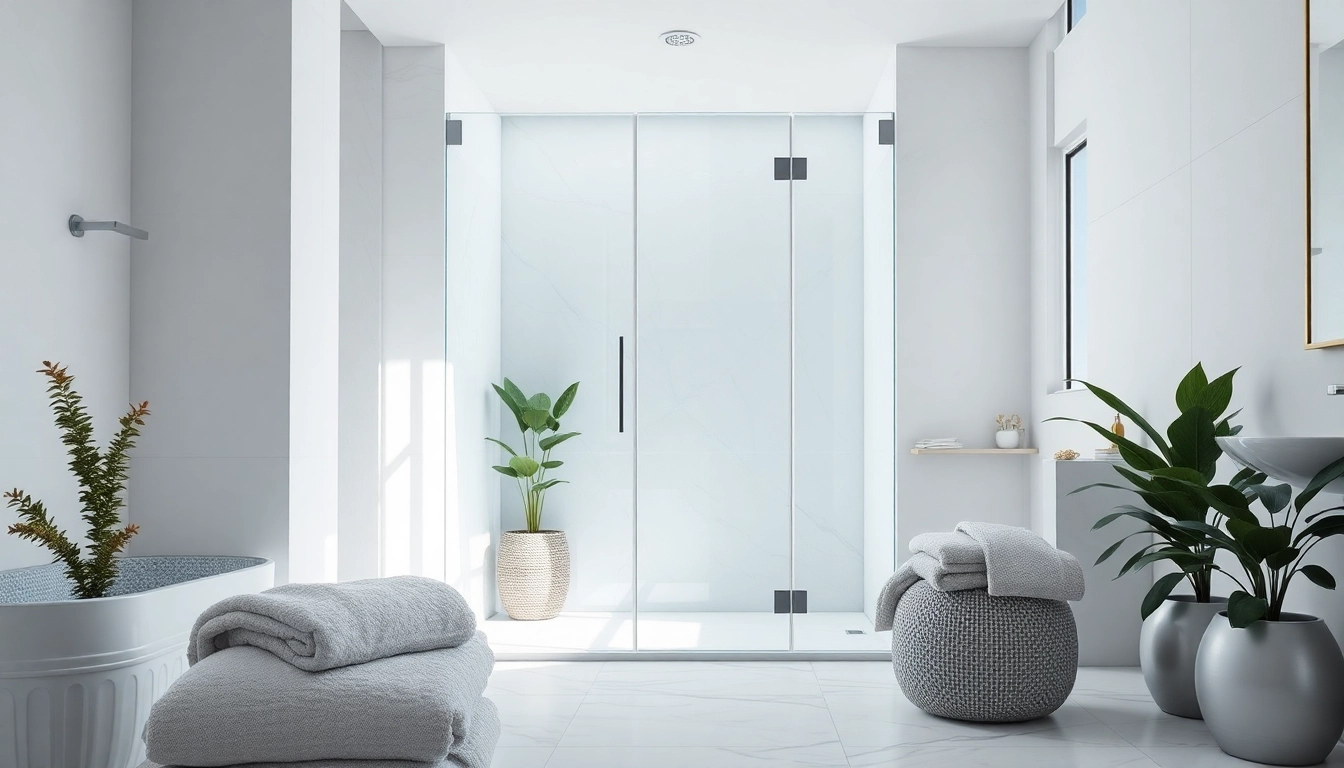 Stunning shower screen door with elegant design in a beautifully lit bathroom.