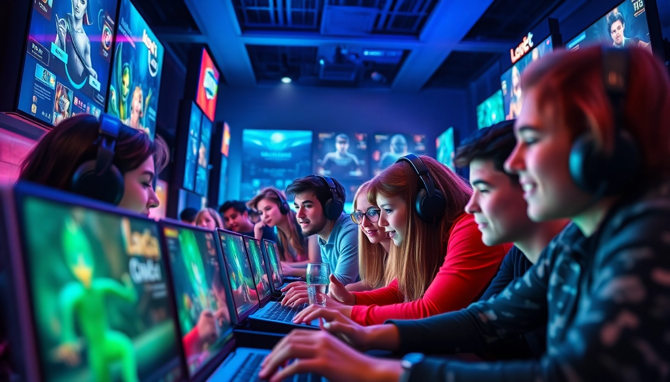 LAGAGAME77 presents an exciting online gaming scene with diverse players engaged in thrilling games.