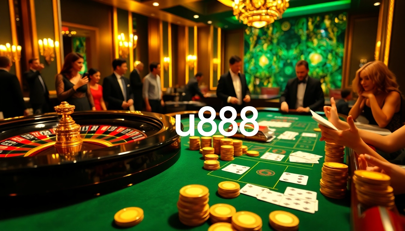 Engage in thrilling u888 online casino gaming with a luxurious roulette table and high stakes.