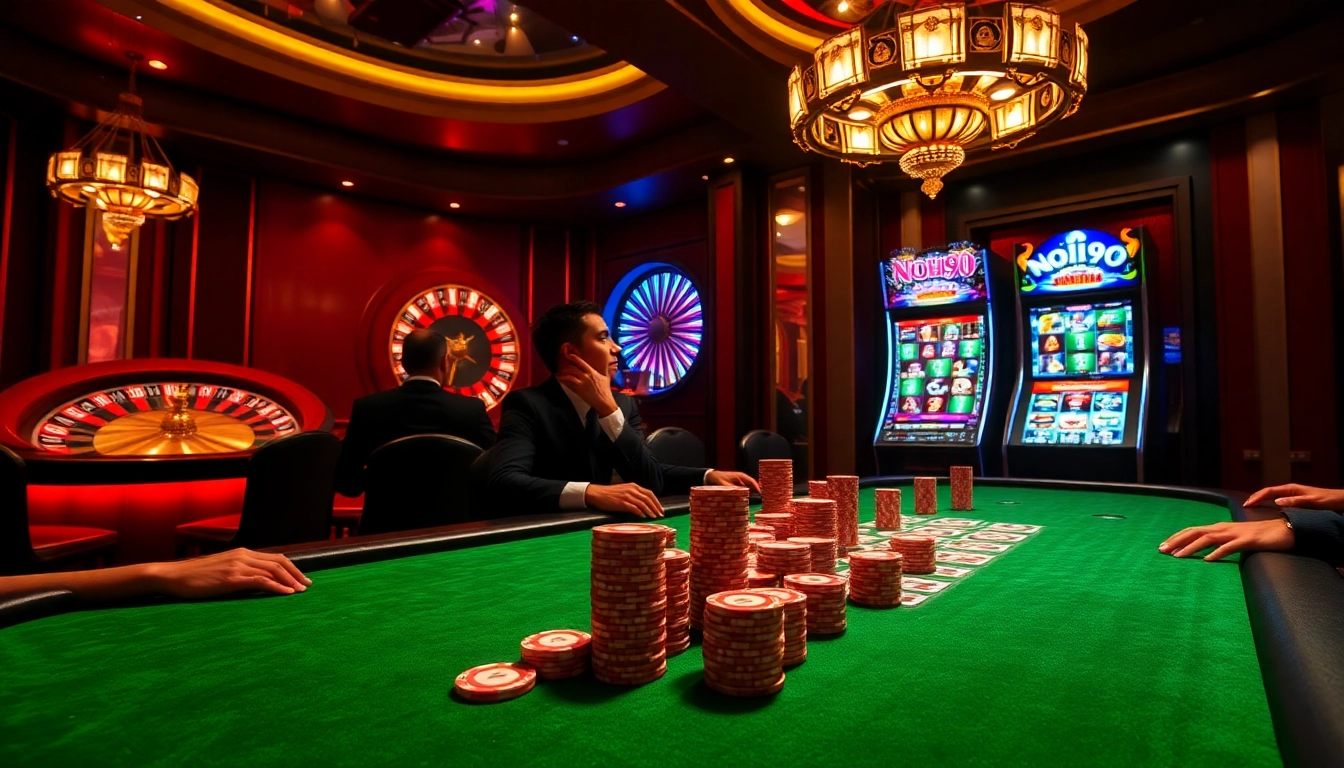 Nohu90 offers an electrifying casino experience with engaging poker action and vibrant slot machines.