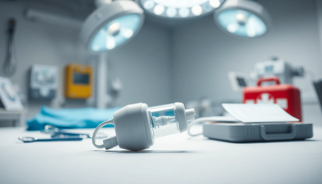 Choking device designed for emergency response, featuring detailed textures in a clinical setting.