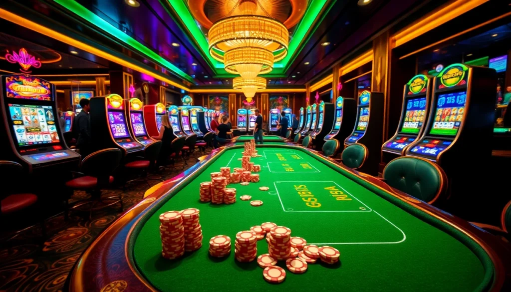 Players enjoy thrilling experiences at ok88 casino with vibrant tables and exciting slots.