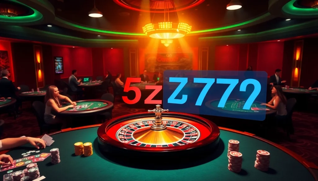 Experience the thrill of the 5z777 casino with vibrant tables and roulette excitement.