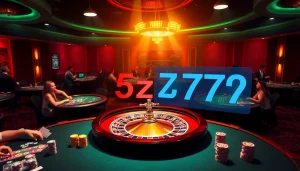 Experience the thrill of the 5z777 casino with vibrant tables and roulette excitement.