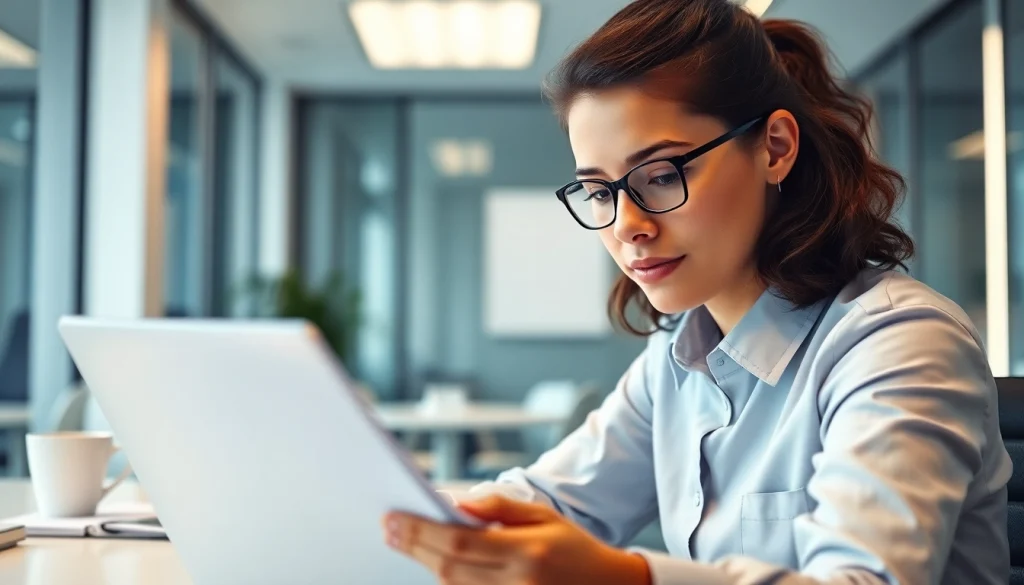 Professional reviewing documents for rijbewijs kopen 300 euro in a modern office.