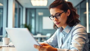 Professional reviewing documents for rijbewijs kopen 300 euro in a modern office.