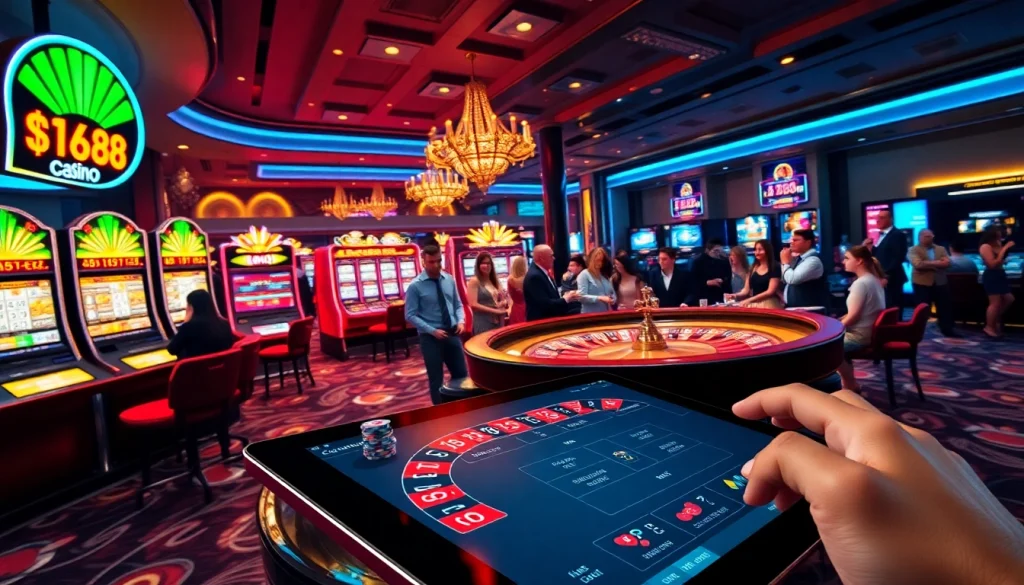 RR88 players enjoying an exciting poker game with vibrant casino elements.