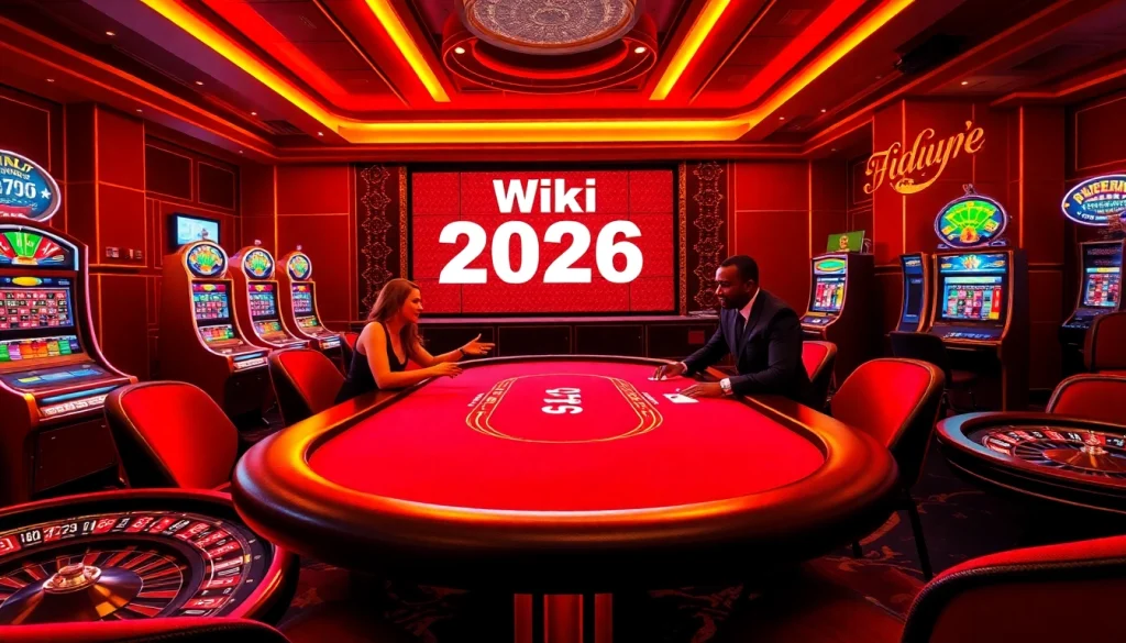 Experience the excitement of hidden wiki 2026 at a lavish poker table with vibrant slot machines.
