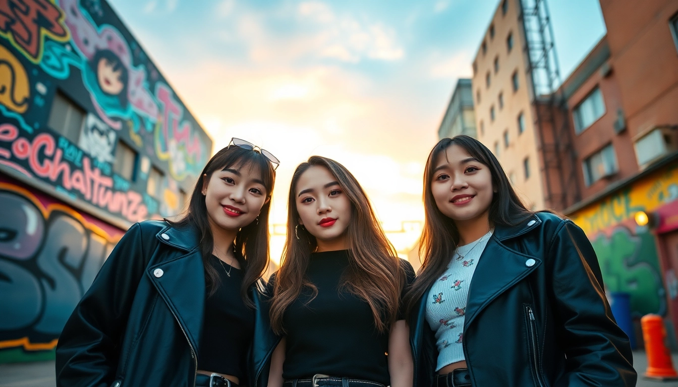 Portrait showcasing blackpink members Jisoo, Jennie, Rosé, and Lisa in a vibrant urban setting.