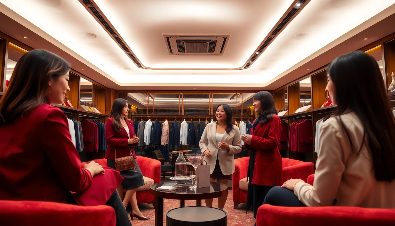 Suwon shirt room showcasing vibrant ambiance and stylish management interaction.