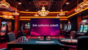 Visualize an engaging online casino experience with link alternatif sbobet featured prominently on an elegant setup.