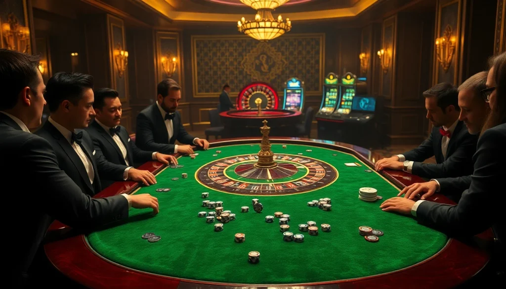 Experience thrilling gambling action at the hidden wiki poker table with engaged players and vibrant chips.
