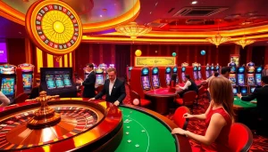 Experience the thrill of Luckywin casino with vibrant roulette wheels and exciting slot machines.
