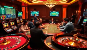 Engage in thrilling casino experiences featuring vibrant tables and digital displays at https://okwin.blog.