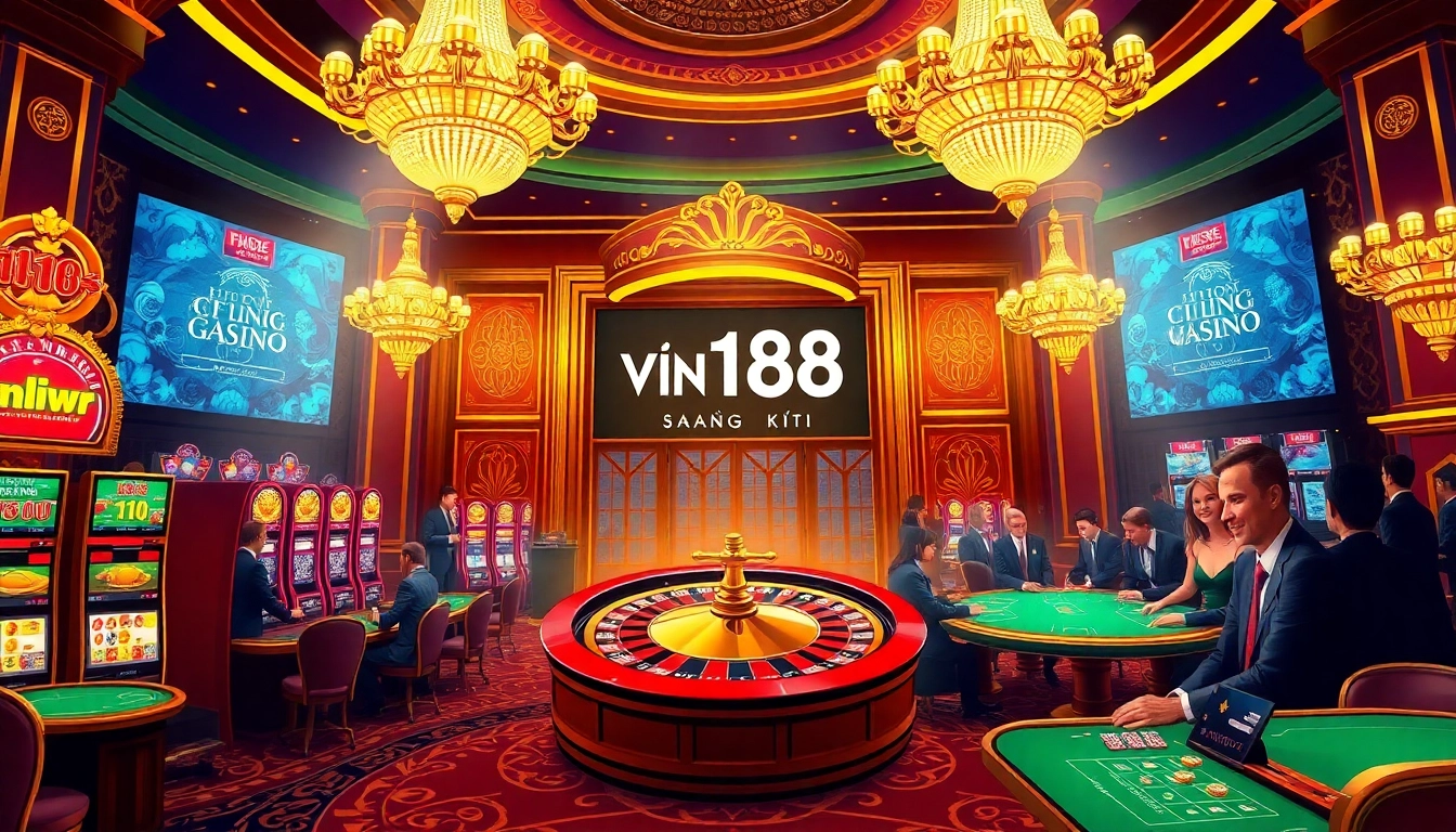 Experience the thrill of vn168 đăng ký amidst luxury slot machines and roulette wheels.