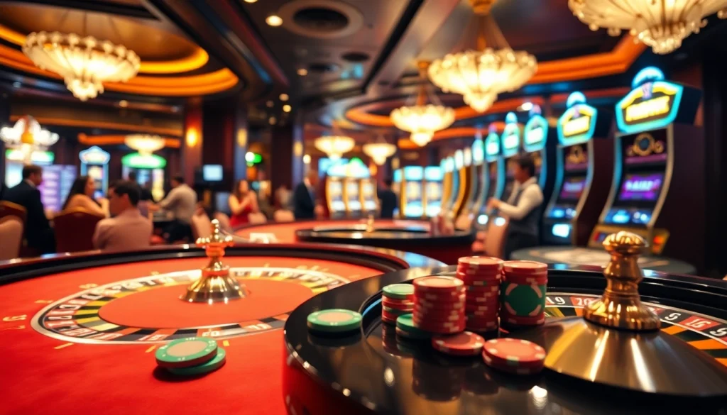 Experience the excitement of gaming at LV88 bet with captivating casino tables and vibrant poker chips.