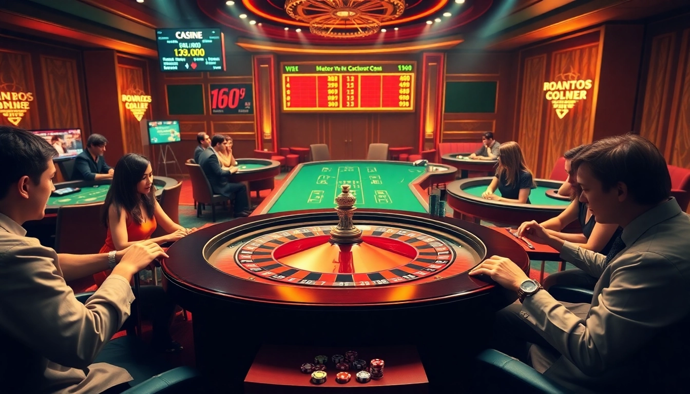 Experience the thrill of winning strategies at https://mm88.today/ with an elegant casino setting featuring roulette and poker games.