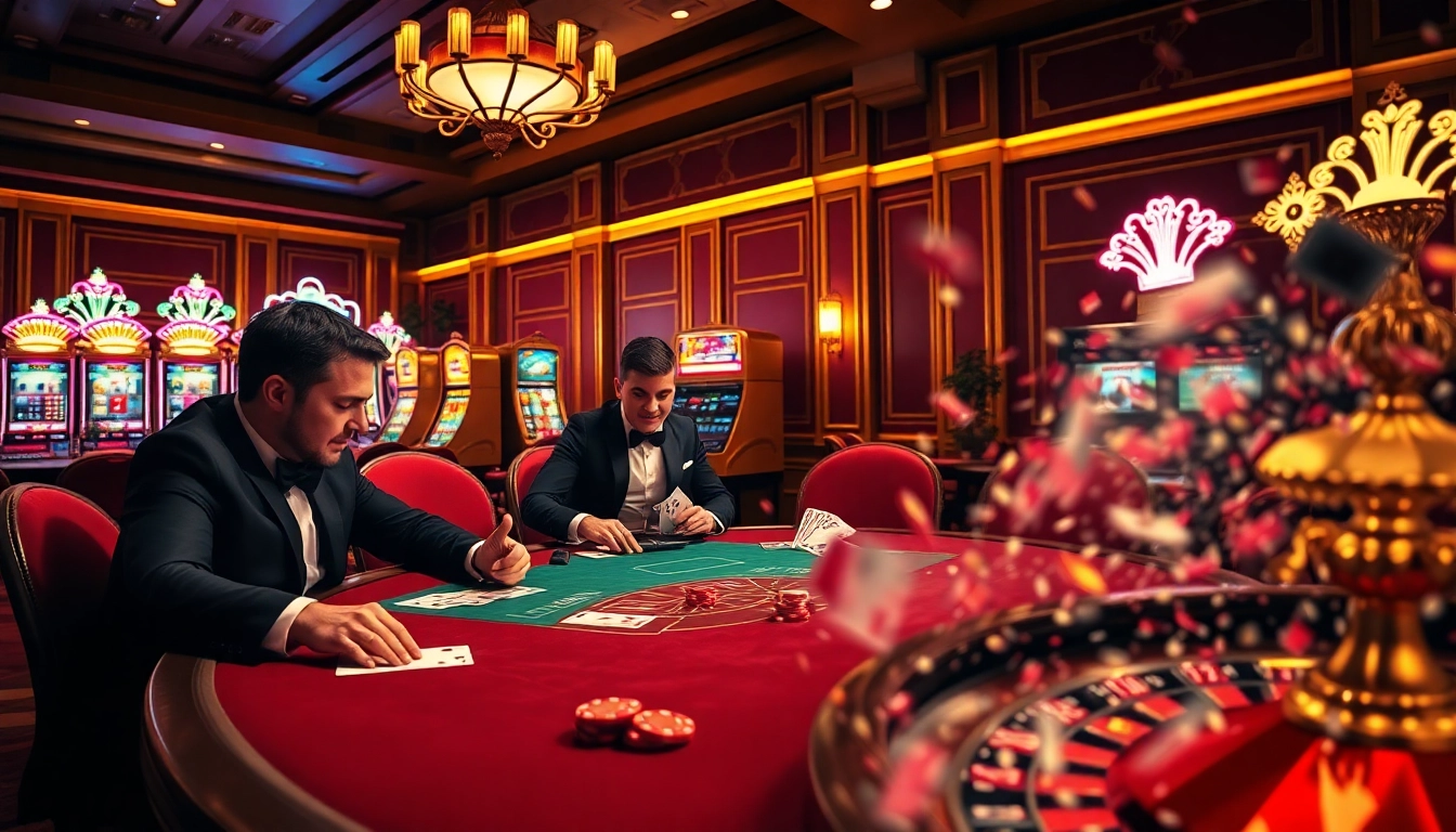 Experience thrilling gameplay at thabet casino with elegant poker tables and vibrant slot machines.
