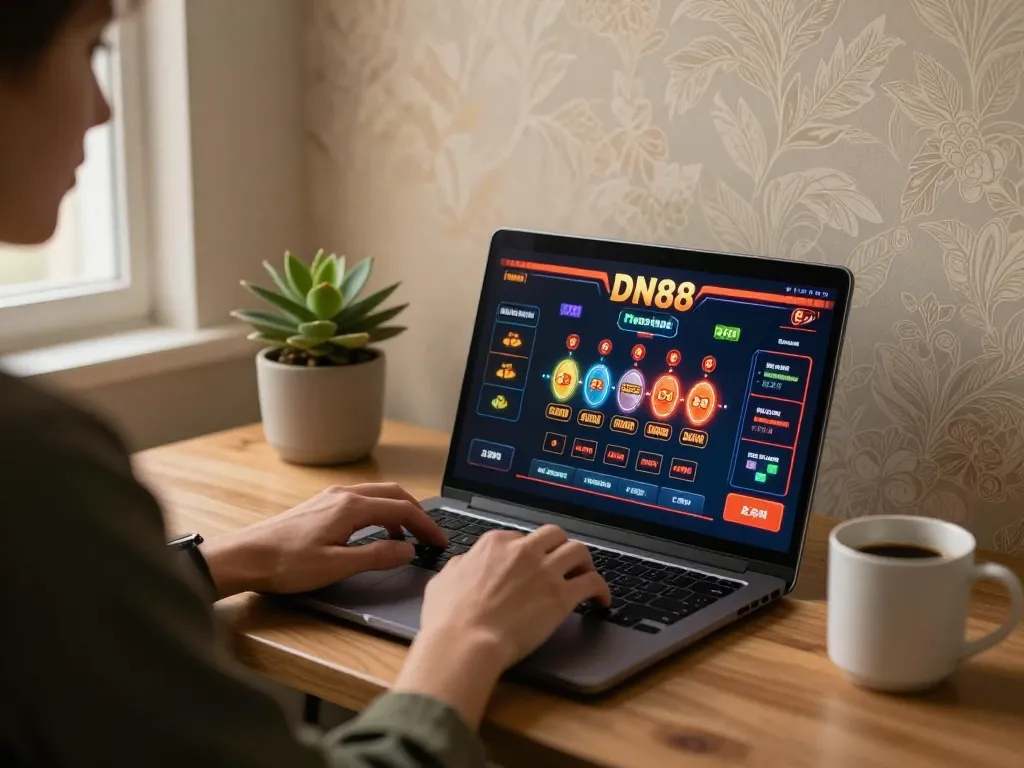Engaging gameplay on DN88 casino platform, showing a player focused on online gaming.