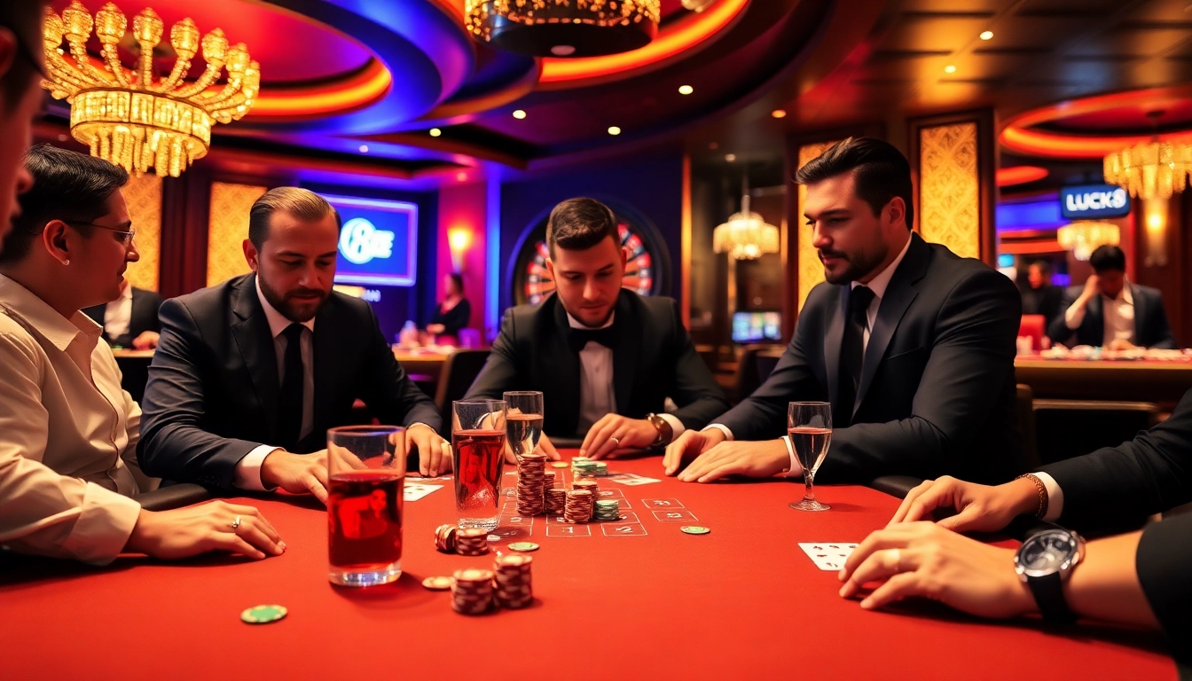 Experience a thrilling poker game with LUCK8's vibrant atmosphere and high-stakes action.