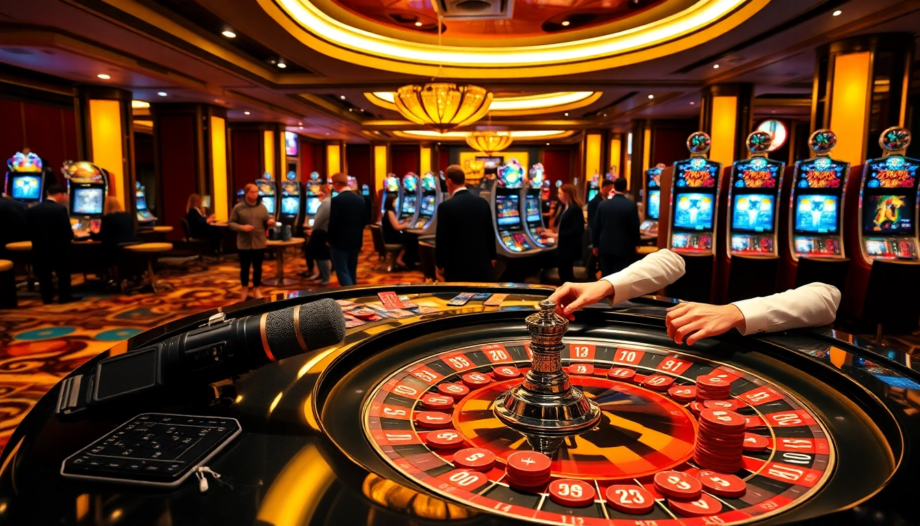 Players strategizing at a casino table while showcasing MV88 microphone for clear audio.