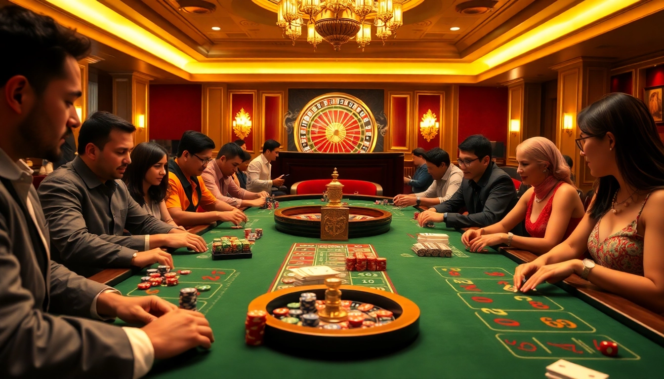 Experience high-stakes gameplay at 8k8 casino, featuring poker tables and roulette excitement.
