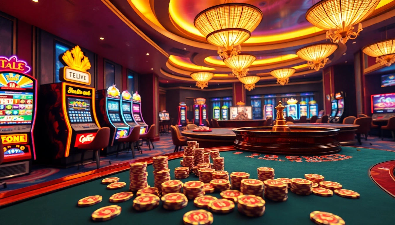 Découvrez le luxe et l'excitation dans un casino en ligne dynamique rempli de tables de poker et de machines à sous.