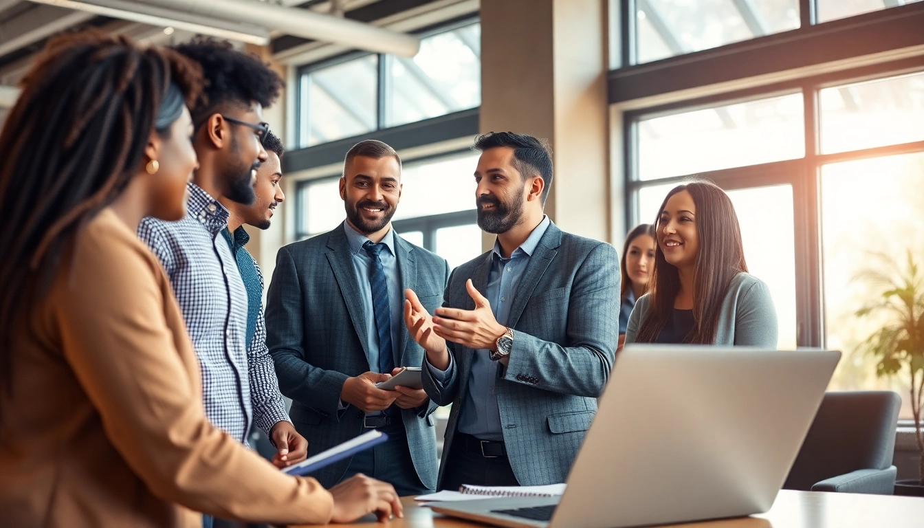 A business coach near me guiding clients in a bright, collaborative office setting.