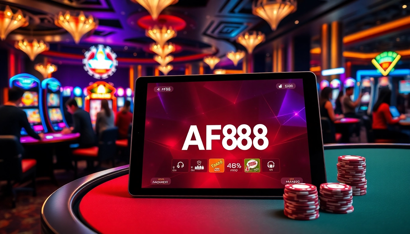 Players enjoying a professional gaming experience on AF88's online platform with vibrant casino elements.